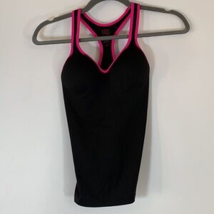 PINK Victoria’s Secret Yoga Black & Pink Push Up Cami Tank Top
